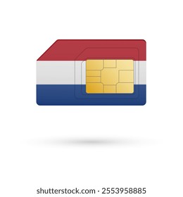 Flag of Netherlands. Vector illustration of SIM Card with flag on white background