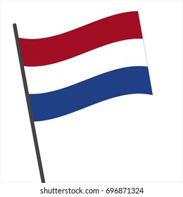 Flag of Netherlands , Netherlands  flag waving isolated vector illustration