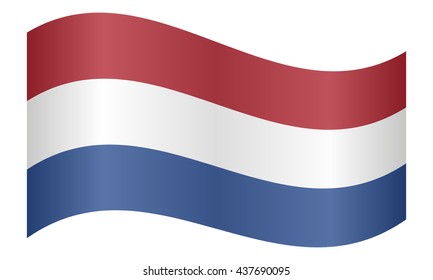 Flag of the Netherlands waving on white background