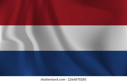 Flag of Netherlands, with a wavy effect due to the wind.