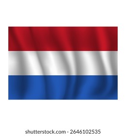 Bandeira dos Países Baixos ondulada flui ao vento, com dobras 3d