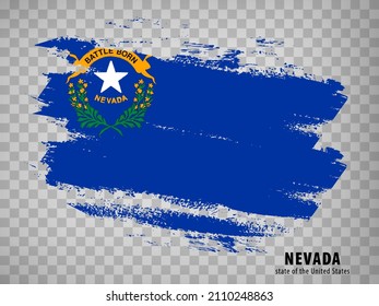 Flag of Nevada from brush strokes. United States of America.  Flag Nevada with title on transparent background for your web site design,  app, UI. USA. Vector illustration. EPS10.