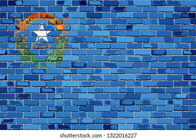 Flag of Nevada on a brick wall - Illustration