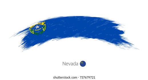 Flag of Nevada state in rounded grunge brush stroke. Vector illustration.