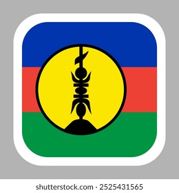 The flag of New Caledonia. Flag icon. Standard color. flat vector square with rounded corners. Computer illustration. Digital illustration. Vector illustration