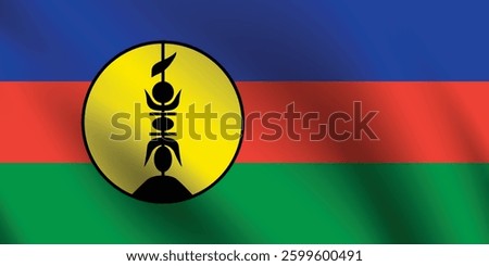 Flag of New Caledonia. New Caledonia flag official colors and proportion digital vector illustration. Wavy flag.