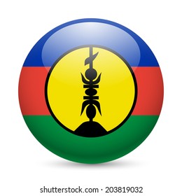 Flag of New Caledonia as round glossy icon. Button with flag design