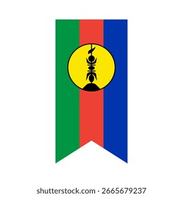 Flag of New Caledonia state. New Caledonia vertical flag icon digital vector illustration. The hanging flag.