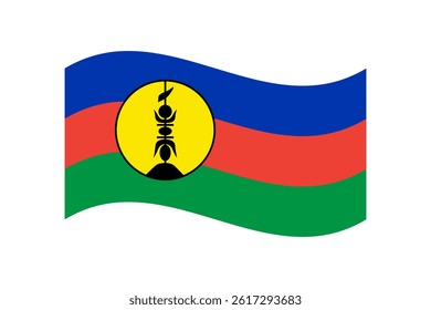 Flag of New Caledonia. New Caledonia wavy flag digital vector illustration. Fluttering flag.