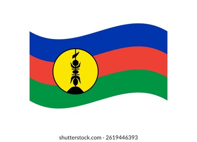 Flag of New Caledonia. New Caledonia wavy flag digital vector illustration. Fluttering flag.