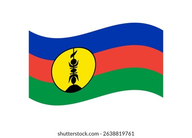 Flag of New Caledonia. New Caledonia wavy flag digital vector illustration. Fluttering flag.