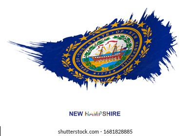 Flag of New Hampshire state in grunge style with waving effect, vector grunge brush stroke flag.