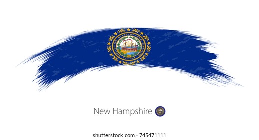 Flag of New Hampshire state in rounded grunge brush stroke. Vector illustration.