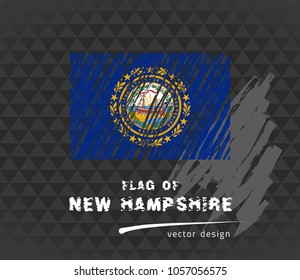 Flag of New Hampshire, vector pen illustration on black background