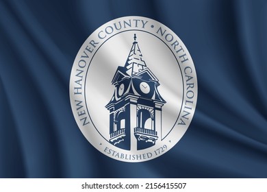 Flag of New Hanover County, North Carolina, USA. Realistic waving flag of New Hanover County vector background.