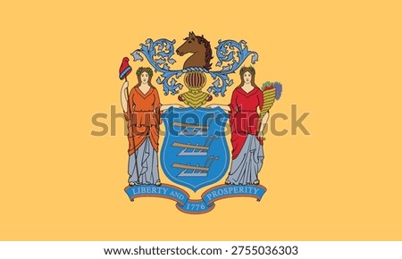 Flag of New Jersey, Official State Flag of New Jersey Vector Illustration