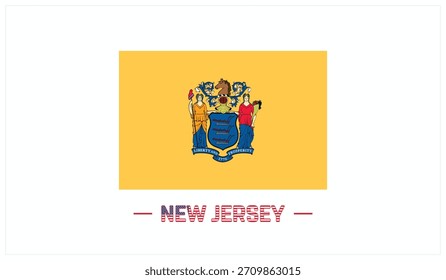 Flag of NEW JERSEY on a white background, Editable Vector illustration of NEW JERSEY flag, National Day design, Flag of NEW JERSEY flat design, State of USA