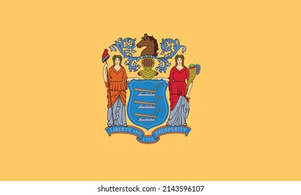 Flag of New Jersey. State of New Jersey USA. United States. United States of America US.