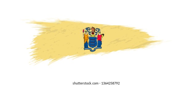 Flag of New Jersey US State in grunge brush stroke, vector grunge illustration.