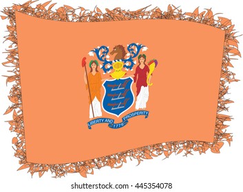 Flag of New Jersey. Vector illustration of a stylized flag. Shaggy edge.