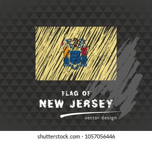 Flag of New Jersey, vector pen illustration on black background