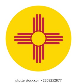 The flag of New Mexico. Button flag icon. Standard color. Circle icon flag. Computer illustration. Digital illustration. Vector illustration.
