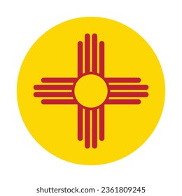 The flag of New Mexico. Button flag icon. Standard color. Circle icon flag. Computer illustration. Digital illustration. Vector illustration.