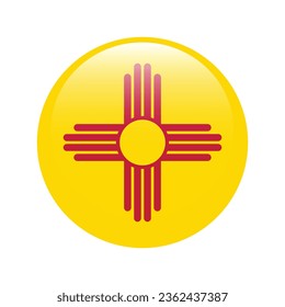 The flag of New Mexico. Button flag icon. Standard color. Circle icon flag. 3d illustration. Computer illustration. Digital illustration. Vector illustration.