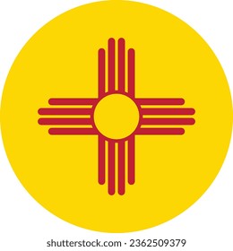 The flag of New Mexico. Button flag icon. Standard color. Circle icon flag. Computer illustration. Digital illustration. Vector illustration.