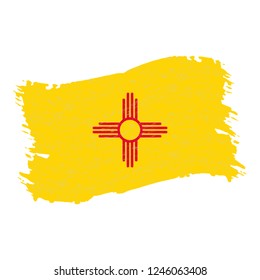 Flag of New Mexico. Grunge Abstract Brush Stroke Isolated On A White Background. Vector Illustration. National Flag In Grungy Style. Use For Brochures, Printed Materials, Logos, Independence Day