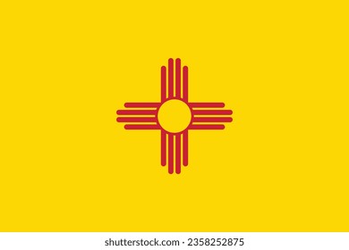 The flag of New Mexico. Flag icon. Standard color. Standard size. A rectangular flag. Computer illustration. Digital illustration. Vector illustration.