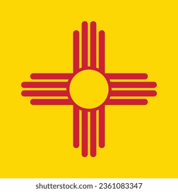 The flag of New Mexico. Flag icon. Standard color. A square flag. Computer illustration. Digital illustration. Vector illustration.