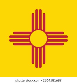 The flag of New Mexico. Flag icon. Standard color. A square flag. Computer illustration. Digital illustration. Vector illustration.
