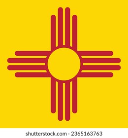 La bandera de Nuevo México. Icono de marca. Color estándar. Una bandera cuadrada. Ilustración del equipo. Ilustración digital. Ilustración vectorial.