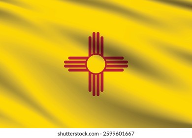 Flag of New Mexico. New Mexico flag official colors and proportion digital vector illustration. Wavy flag.