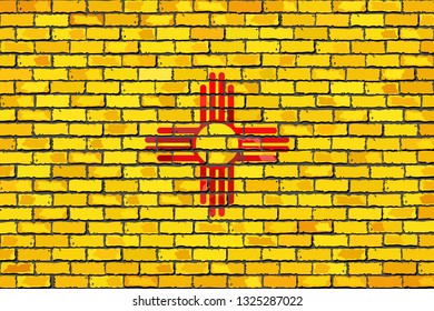 Flag of New Mexico on a brick wall - Illustration