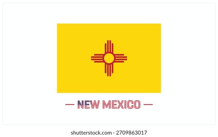 Bandera de NUEVO MÉXICO sobre fondo blanco, Ilustración vectorial editable de NUEVO MÉXICO, Diseño del Día Nacional, Bandera de NUEVO MÉXICO, Estado de EE.UU