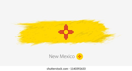 Flag of New Mexico US State, grunge abstract brush stroke on gray background.Vector illustration.
