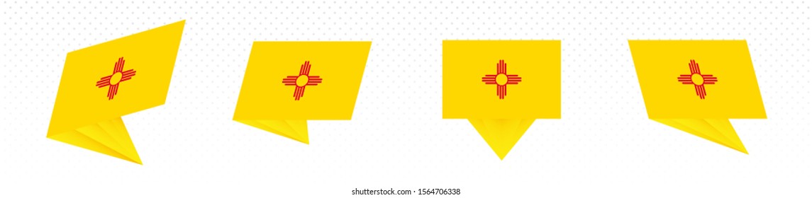Flag of New Mexico US State in modern abstract design, vector flag set.