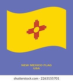 Flag of New Mexico , Flag of USA state New Mexico Vector Illustration,Waving flag of New Mexico, USA Flag of New Mexico vector illustration, USA.