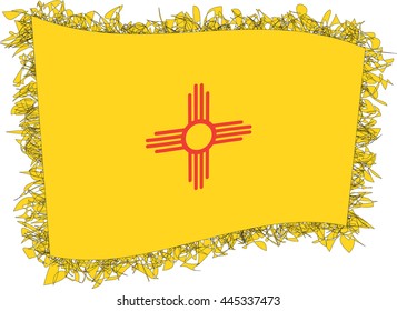 Flag of New Mexico. Vector illustration of a stylized flag. Shaggy edge.