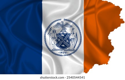 Flag of New York City vector with torn edges on a transparent background