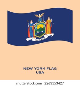 Flag of New York , Flag of USA state New York Vector Illustration,Waving flag of New York, USA Flag of New York vector illustration, USA.