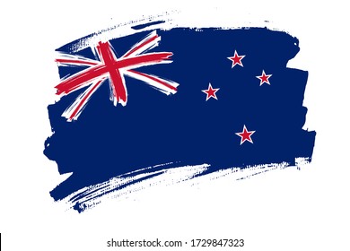 Flag of the New Zealand. New Zealand banner brush concept. Horizontal vector Illustration isolated on white background.