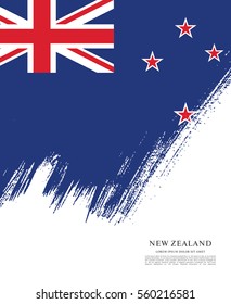 Flag of New Zealand, brush stroke background