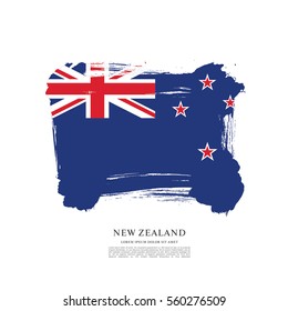 Flag of New Zealand, brush stroke background