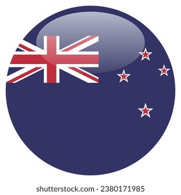 The flag of New Zealand. Button flag icon. Standard color. Circle icon flag. 3d illustration. Computer illustration. Digital illustration. Vector illustration.