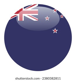 The flag of New Zealand. Button flag icon. Standard color. Circle icon flag. 3d illustration. Computer illustration. Digital illustration. Vector illustration.