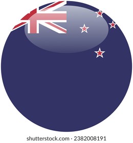 The flag of New Zealand. Button flag icon. Standard color. Circle icon flag. 3d illustration. Computer illustration. Digital illustration. Vector illustration.