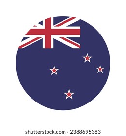 The flag of New Zealand. Button flag icon. Standard color. Circle icon flag. Computer illustration. Digital illustration. Vector illustration.